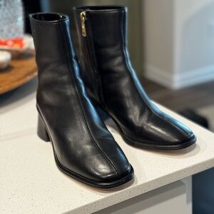 Coach Sleek Black Leather Heeled Boots